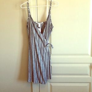 Denim and white wrap dress